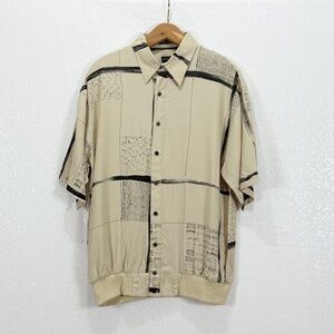 Vintage Riscatto Rayon Short Sleeve Shirt | Abstract Geometric Print